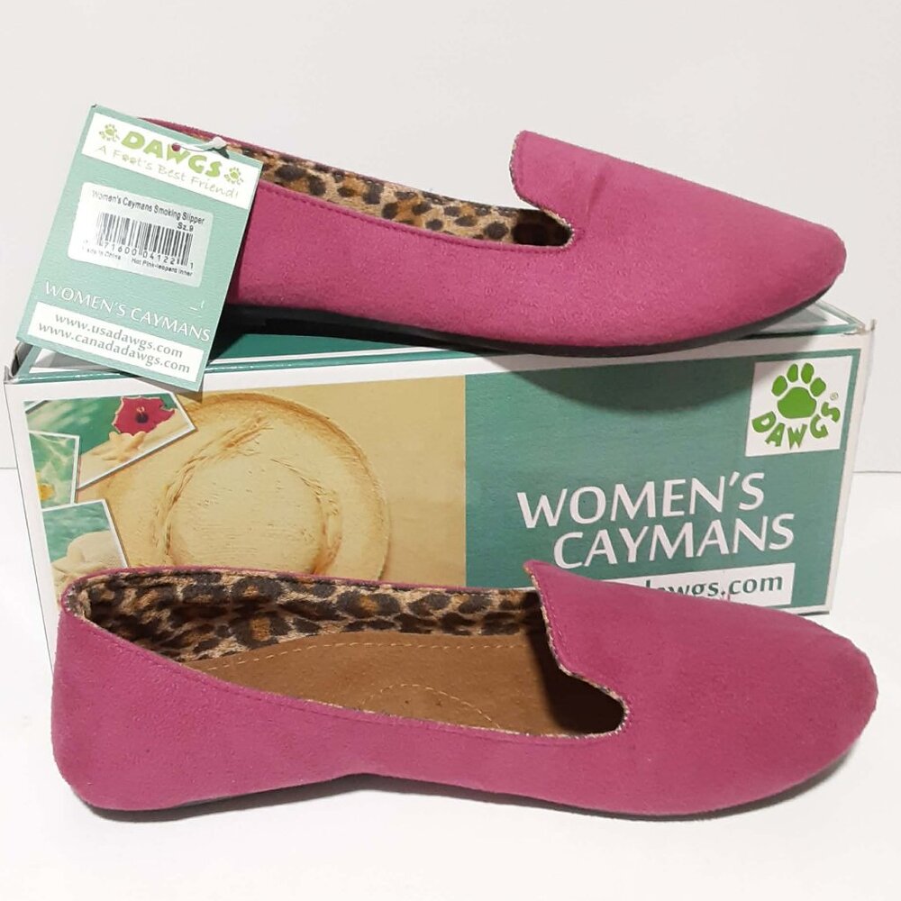 Caymans Smoking Slippers ~ Dawgs ~ Womens 9 ~ Hot Pink w/ Leopard Inner ~ NEW